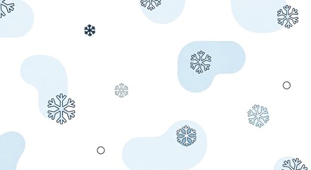 Abstract winter pattern with snowflakes on white background  