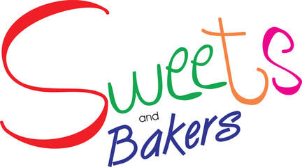 Sweets and bakers logo for cakes, cookies, candies, and dessert shops. Celebration logo concept with bright colors and decoration