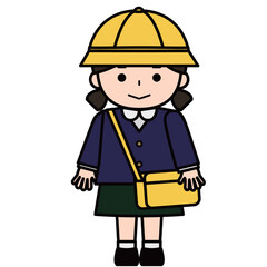 帽子とカバンを身につけた女の子