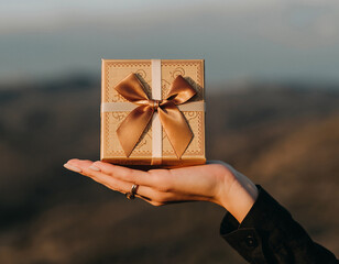 Female hand holding a gift