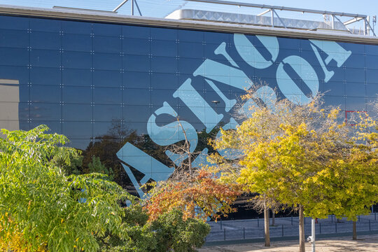 Lisbon casino building facade in parque das nacoes