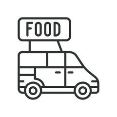 festival food truck icon in line design. food truck, street food, vendor, meal, festival on white background vector. festival food truck editable stroke icon