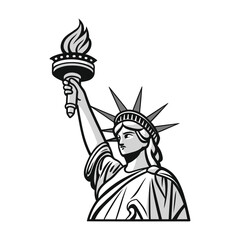 Obraz premium Iconic statue of liberty holding torch in silhouette