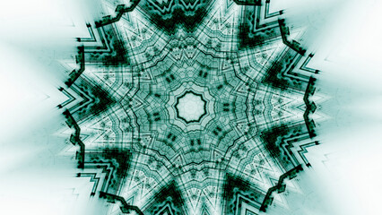 harmonische türkise Mandala-Struktur - komplexes symmetrisches kaleidoskopisches Muster - Harmonie, Dynamik, Meditation, spirituell, Geometrie, symmetrisch
