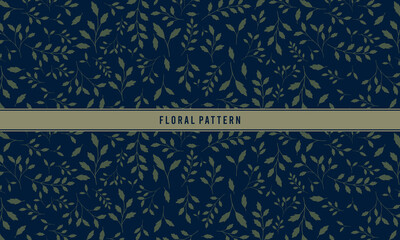 Elegant Navy Blue and Muted Sage Seamless Floral Pattern