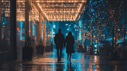 Winter Night Stroll in the City Lights