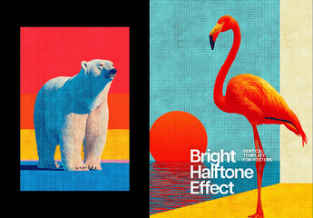 Square Halftone Poster Photo Effect Mockup