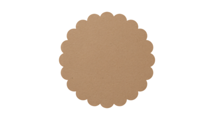 Elegant scalloped kraft paper circle, perfect for adding vintage charm to crafts, scrapbooks, and product tags, bringing a touch of rustic beauty to your design