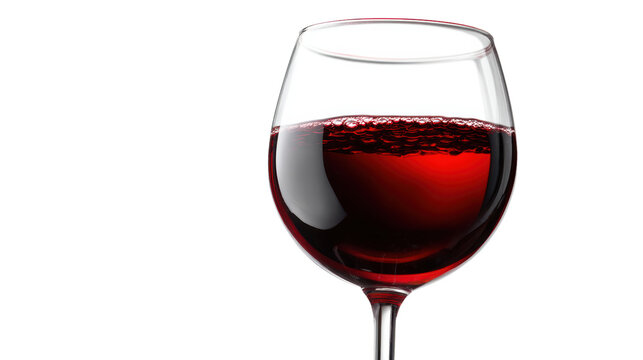 A glass of red wine on a white isolated background, showcasing elegance and sophistication. - Powered by Adobe