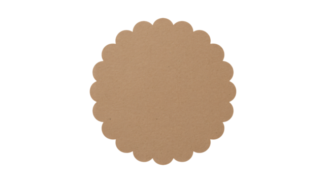 Elegant scalloped kraft paper circle, perfect for adding vintage charm to crafts, scrapbooks, and product tags, bringing a touch of rustic beauty to your design