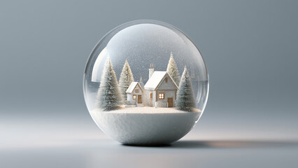 Snow Globe with Winter Village Scene