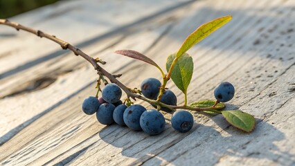 blueberries on a wooden background
