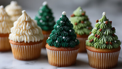 Christmas Tree Cupcakes with Festive Frosting