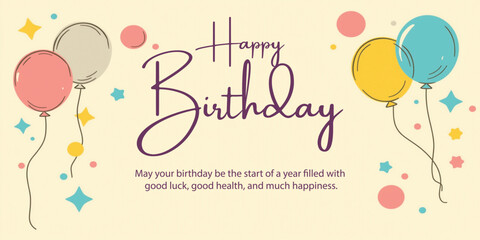 Happy Birthday Wish Card with Balloon Background 01