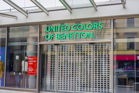Vienna, Austria, Europe - Nov 08, 2025: facade and sign of a united colors of benetton retail clothing store