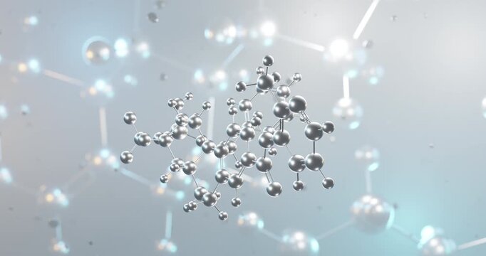 Fosdagrocorat rotating 3d molecule, molecular structure of anti-inflammatory agents seamless video

