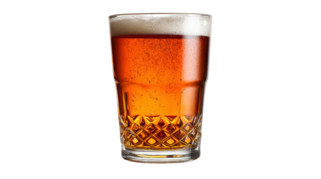 Chilled beer in a glass with foam, isolated on white background. - Powered by Adobe