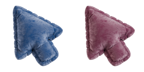 flatable abstract 3D padded velvet arrow illustration, isolated with transparent background