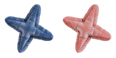 Inflatable abstract 3D padded velvet star illustration, isolated with transparent background