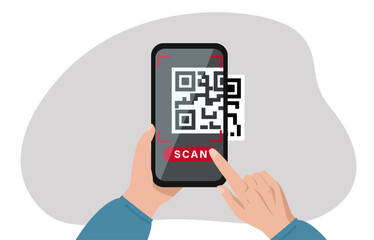 A hand using a smartphone to scan a QR code, illustrating the process of using a mobile device for QR code scanning.