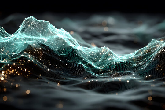 Abstract Digital Waveform with Glowing Particles for Futuristic Design