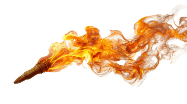 Dynamic flame design, vivid colors, isolated on white background.