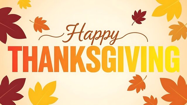 Happy thanksgiving greeting card with autumn leaves and vibrant fall colors