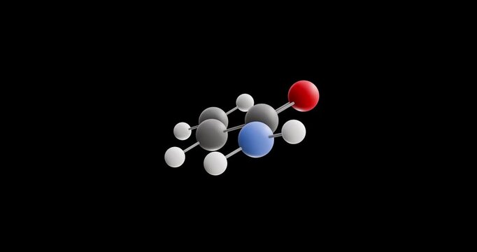 Acrylamide molecule, rotating 3D model of monomer, looped video on a black background
