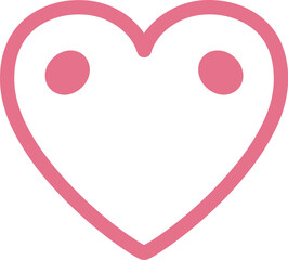 Simple line drawing of a pink heart with two dots for eyes, conveying a sweet and friendly emotion.