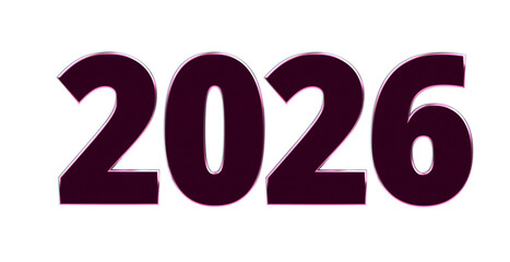 2026 - moderne plakative rote 3D Jahreszahl mit metallisch schimmerndem Farbverlauf, Neujahr, zukünftige Trends, Technologie, Business, Saison, Jubiläum, Innovation, Geschäftspräsentation, Schrift