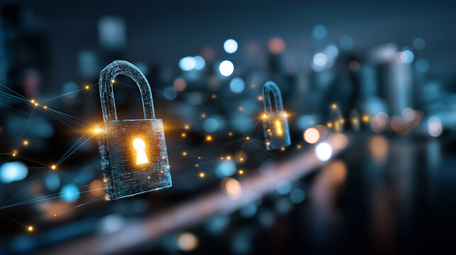 Cyber security network system visualization, defocused data streams, digital protection concept, technology safety design, privacy management system, information security backgroun