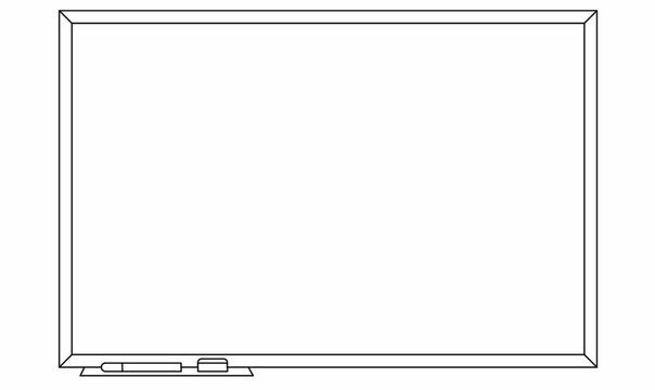 outline whiteboard also known as marker board, dry-erase board, dry-wipe board, and pen-board frame with marker and eraser,rectangular copy space,for education, school, teaching, design,training,text