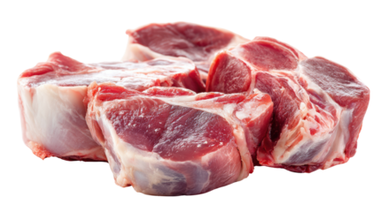 Fresh meat cuts on white background, perfect for culinary designs, recipes, or meat-related content.
