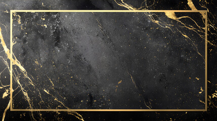 Stylish black marble holiday layout with gold accents and soft-light border around empty center 