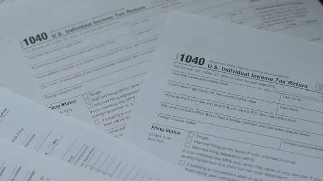 Close-up of 1040 Tax Declarations, Individual Tax Payment Concept, Filling IRS 1040 Form for 2024