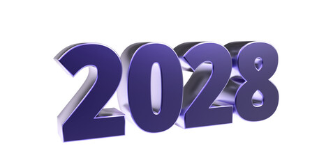 2028 - moderne plakative blaue 3D Jahreszahl mit metallisch schimmerndem Farbverlauf, Neujahr, zukünftige Trends, Technologie, Business, Saison, Jubiläum, Innovation, Geschäftspräsentationen, Schrift