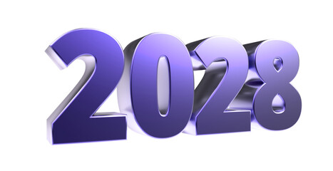 2028 - moderne plakative blaue 3D Jahreszahl mit metallisch schimmerndem Farbverlauf, Neujahr, zukünftige Trends, Technologie, Business, Saison, Jubiläum, Innovation, Geschäftspräsentationen, Schrift