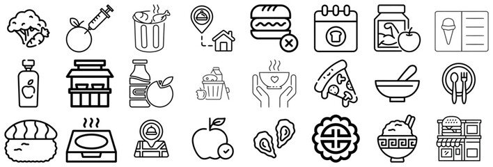 Collection of Food and Drink Related Icons