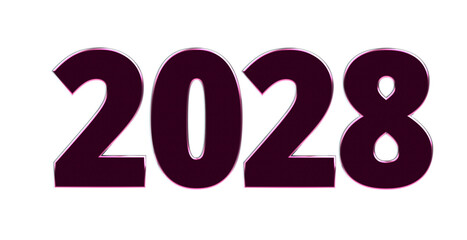 2028 - moderne plakative rote 3D Jahreszahl mit metallisch schimmerndem Farbverlauf, Neujahr, zukünftige Trends, Technologie, Business, Saison, Jubiläum, Innovation, Geschäftspräsentationen, Schrift