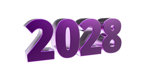 2028 - moderne plakative violett 3D Jahreszahl mit metallisch schimmerndem Farbverlauf, Neujahr, zukünftige Trends, Technologie, Business, Saison, Jubiläum, Innovation, Geschäftspräsentation, pink