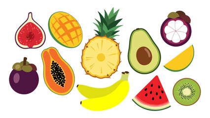 Colorful Fruit Variety Illustration Healthy Eating and Tropical Flavors