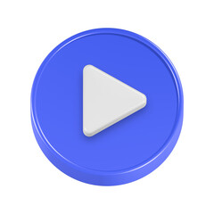 3d rendering icon blue play button 