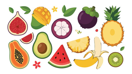 Exotic Fruits Still Life Tropical Food Illustration