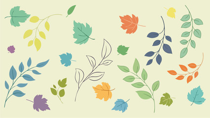 Botanical Vector Elements Colorful Leaves and Branches for Spring Design Projects