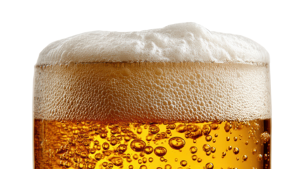 Refreshing beer glass filled with golden liquid and frothy foam, perfect for summer enjoyment.