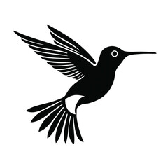 Obraz premium Hummingbird Silhouette Icon – Flying Bird Nature Symbol