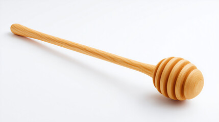 Honey Dipper: A close-up shot of a honey dipper, a quintessential kitchen utensil, showcasing its spiral grooves designed for efficient honey collection and dispensing.