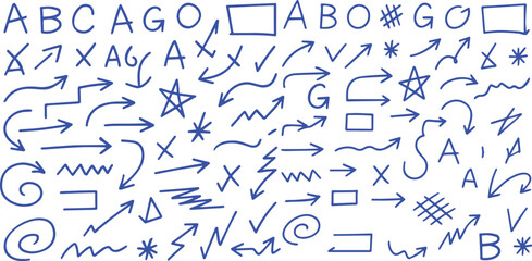 Hand Drawn Doodle Arrows and Symbols Vector Set