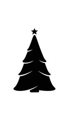 Vector illustration of a green pine Christmas tree decoration with ornaments, star, and snow for a festive winter holiday greeting card