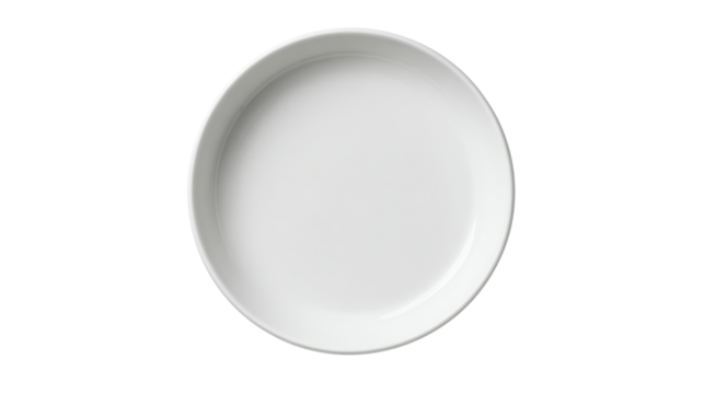 White ceramic plate on isolated background, perfect for elegant serving and dining presentations.